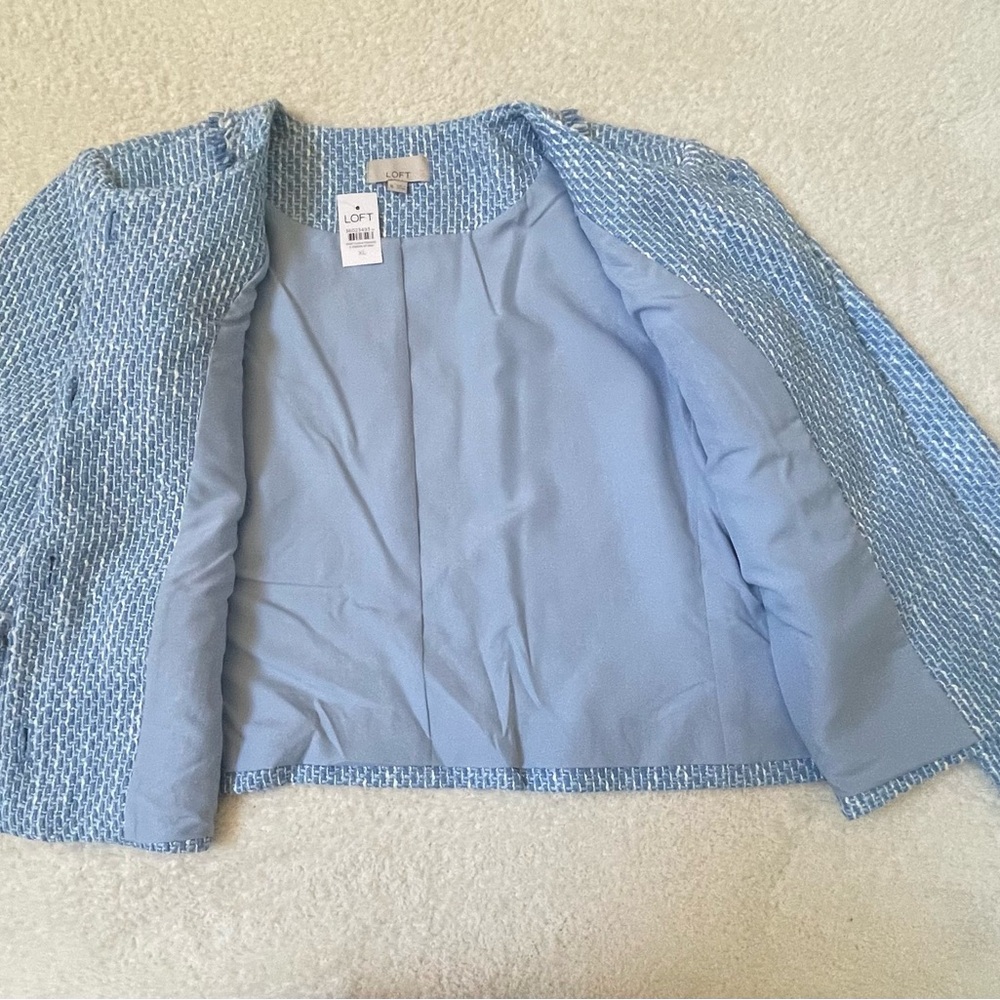 NWT LOFT Tweed Lady Jacket Blue and White XL - Picture 6 of 13